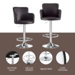 Artiss 2x Leather Bar Stools Swivel Adjustable Gas Lift PU Counter Chairs Brown - Image 4