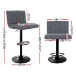 Artiss 2x Bar Stools Vintage Leather Gas Lift Grey - Image 2