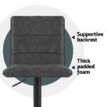 Artiss 4x Bar Stools Gas Lift Vintage Leather Grey - Image 5