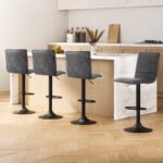 Artiss 4x Bar Stools Gas Lift Vintage Leather Grey - Image 7