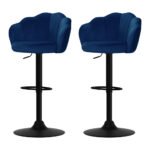 Artiss 2x Bar Stools Gas Lift Velvet Blue - Image 7
