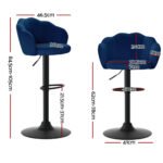 Artiss 2x Bar Stools Gas Lift Velvet Blue - Image 2