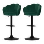 Artiss 2x Bar Stools Gas Lift Velvet Green - Image 7