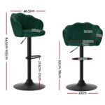 Artiss 2x Bar Stools Gas Lift Velvet Green - Image 2