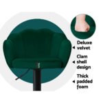 Artiss 2x Bar Stools Gas Lift Velvet Green - Image 6