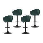 Artiss 4x Bar Stools Gas Lift Velvet Green - Image 7
