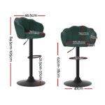 Artiss 4x Bar Stools Gas Lift Velvet Green - Image 2