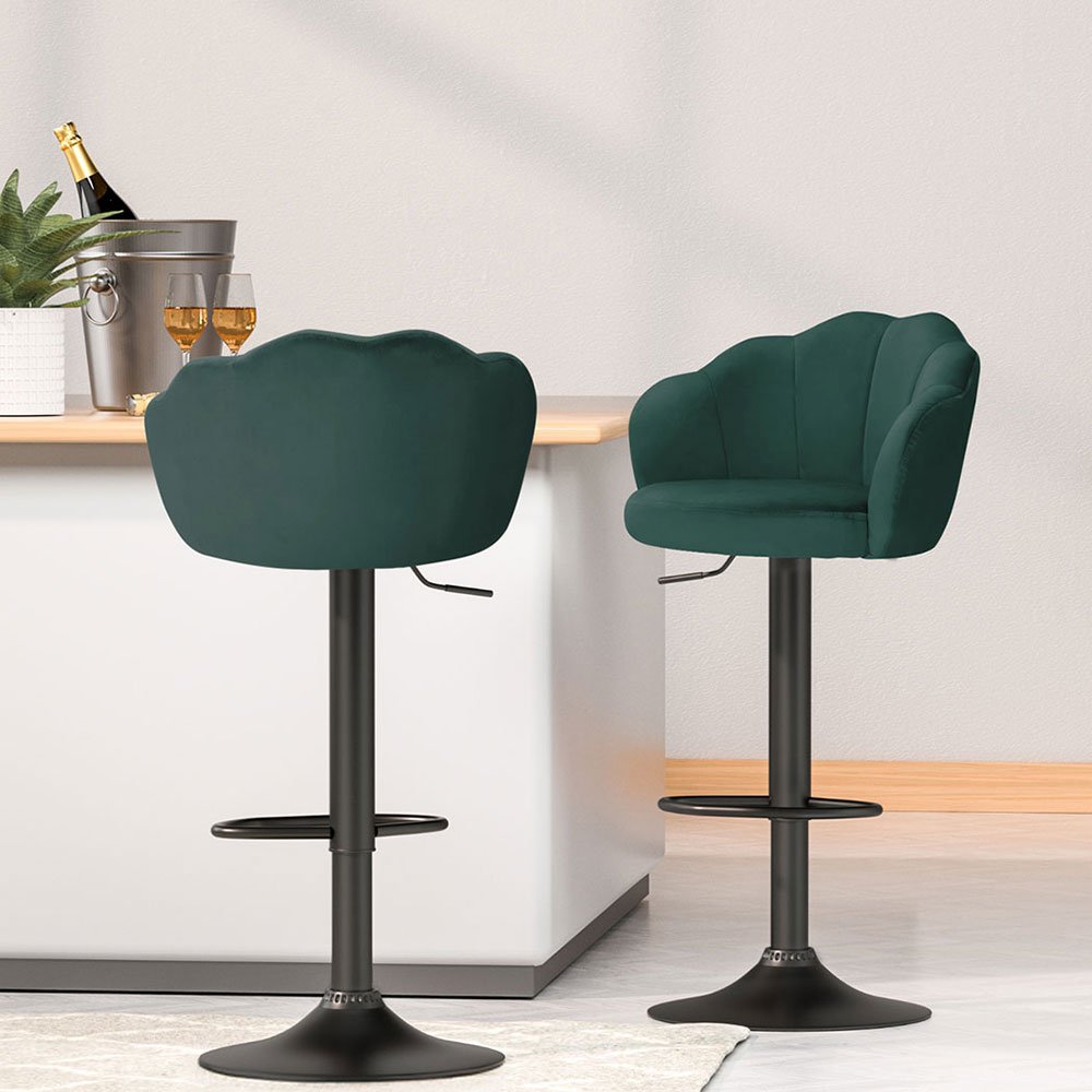 BA-K-9968-GNX4-205790-06.jpg Artiss 4x Bar Stools Gas Lift Velvet Green - Image 1