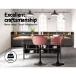 Artiss 2x Bar Stools Gas Lift Velvet Pink - Image 4