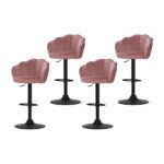 Artiss 4x Bar Stools Gas Lift Velvet Pink - Image 7