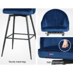Artiss 2x Bar Stools Velvet Swivel Metal Legs Blue - Image 5