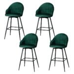 Artiss 4x Bar Stools Velvet Swivel Metal Legs Green - Image 7