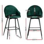 Artiss 4x Bar Stools Velvet Swivel Metal Legs Green - Image 2