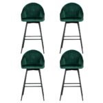 Artiss 4x Bar Stools Velvet Swivel Metal Legs Green - Image 3