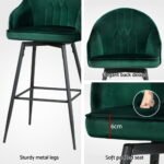 Artiss 4x Bar Stools Velvet Swivel Metal Legs Green - Image 5