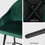 Artiss 4x Bar Stools Velvet Swivel Metal Legs Green - Image 6