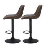 Artiss 2x Bar Stools Gas Lift Vintage Leather Brown - Image 3