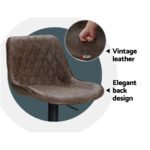 Artiss 2x Bar Stools Gas Lift Vintage Leather Brown - Image 6