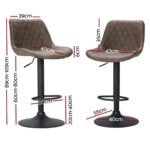 Artiss 4x Bar Stools Gas Lift Vintage Leather Brown - Image 2