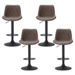 Artiss 4x Bar Stools Gas Lift Vintage Leather Brown - Image 3