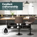 Artiss 4x Bar Stools Gas Lift Vintage Leather Brown - Image 4