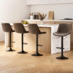 Artiss 4x Bar Stools Gas Lift Vintage Leather Brown - Image 7