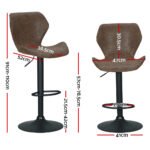Artiss Bar Stools Kitchen Counter Stools Swivel Gas Lift Vintage Chairs Brown x2 - Image 2