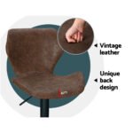 Artiss Bar Stools Kitchen Counter Stools Swivel Gas Lift Vintage Chairs Brown x2 - Image 6