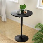 Artiss Bar Table Gas Lift Round Black - Image 8
