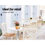 Artiss Bar Table Gas Lift Round White - Image 6