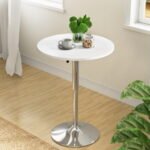 Artiss Bar Table Gas Lift Round White - Image 8