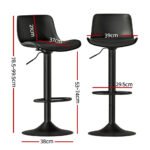 Artiss 2x Bar Stools Padded Seat Gas Lift Black - Image 2