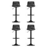 Artiss 4x Bar Stools Padded Seat Gas Lift Black - Image 3