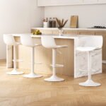 4x Artiss Bar Stools Kitchen Swivel Gas Lift Stool Leather Dining Chairs White - Image 7