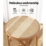 Artiss 2x Bar Stoosl Rattan Seat Wooden - Image 4