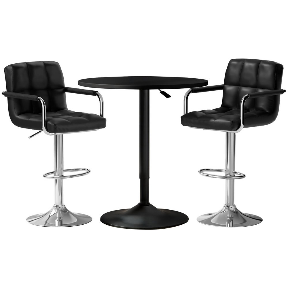 BA-TAB-CHR-GASLIFT-BK-202503281536-00.jpg Artiss Bar Table and Stools Set Dining Desk Kitchen Chairs Cafe Pub - Image 1