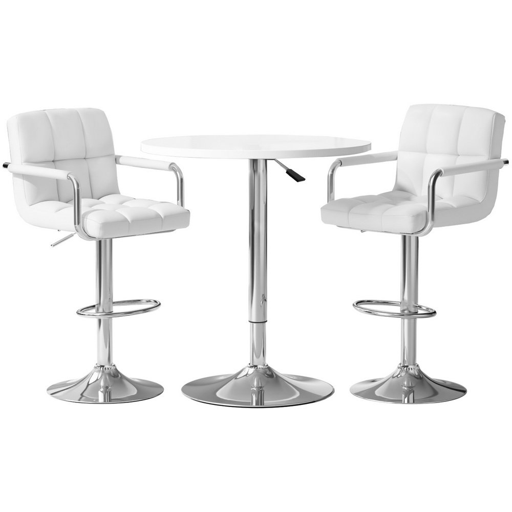 BA-TAB-CHR-GASLIFT-WH-202503281536-00.jpg Artiss Bar Table and Stools Set Dining Desk Kitchen Chairs Cafe Pub - Image 1