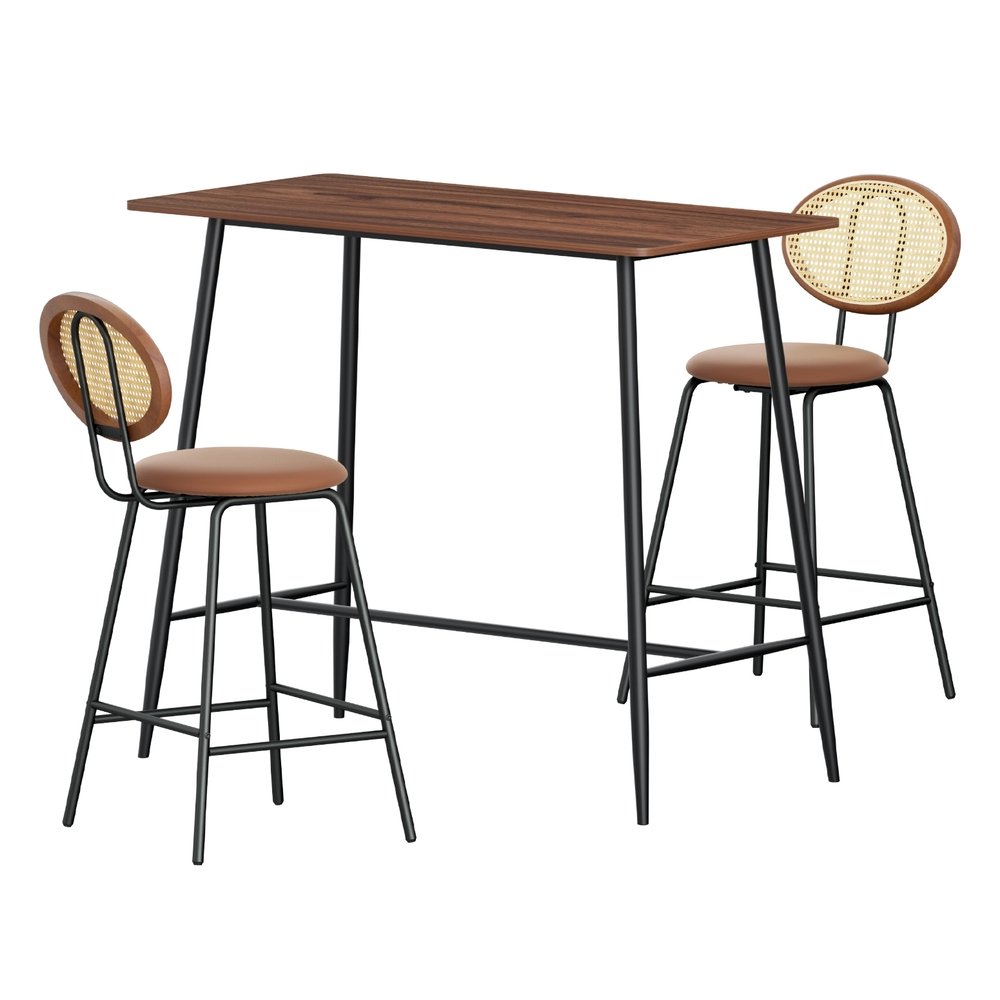 BA-TAB-CHR-SET-BR-202503281538-00.jpg Artiss Bar Table Stools Set Dining Desk Industrial Kitchen Chairs Cafe Pub - Image 1