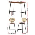 Artiss Bar Table Stools Set Dining Desk Industrial Kitchen Chairs Cafe Pub - Image 2