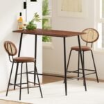 Artiss Bar Table Stools Set Dining Desk Industrial Kitchen Chairs Cafe Pub - Image 8