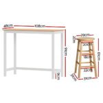 Artiss Bar Table and Stools Set Dining Desk Kitchen Chairs Cafe Pub - Image 2