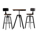 Artiss Bar Table and Stools Set Dining Desk Industrial Kitchen Chairs Cafe Pub - Image 3