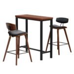 Artiss Bar Table and Stools Set Dining Desk Kitchen Chairs Cafe Pub - Image 3