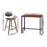 Artiss Bar Table and Stools Set Dining Desk Kitchen Chairs Cafe Pub - Image 4
