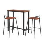 Artiss Bar Table and Stools Set Dining Desk Kitchen Chairs Cafe Pub - Image 3
