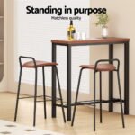 Artiss Bar Table and Stools Set Dining Desk Kitchen Chairs Cafe Pub - Image 6