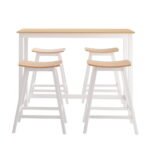 Artiss Bar Table and Stools Set Dining Desk Solid Wood Kitchen Chairs Cafe Pub - Image 4