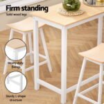 Artiss Bar Table and Stools Set Dining Desk Solid Wood Kitchen Chairs Cafe Pub - Image 6