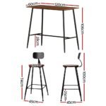 Artiss Bar Table and Stools Set Dining Desk Kitchen Chairs Cafe Pub - Image 2