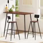 Artiss Bar Table and Stools Set Dining Desk Kitchen Chairs Cafe Pub - Image 8